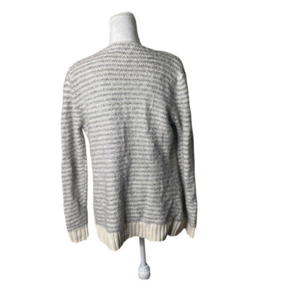 Sabine Open Waterfall Cardigan Sweater Grey Cream Sz Small Wool Cotton Blend a33 - Picture 4 of 11